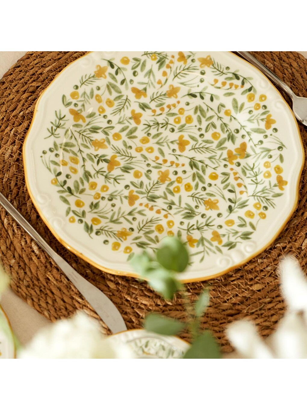 Loren Stoneware 26 Parça 6 Kişilik Kahvaltı Takımı Sarı-11