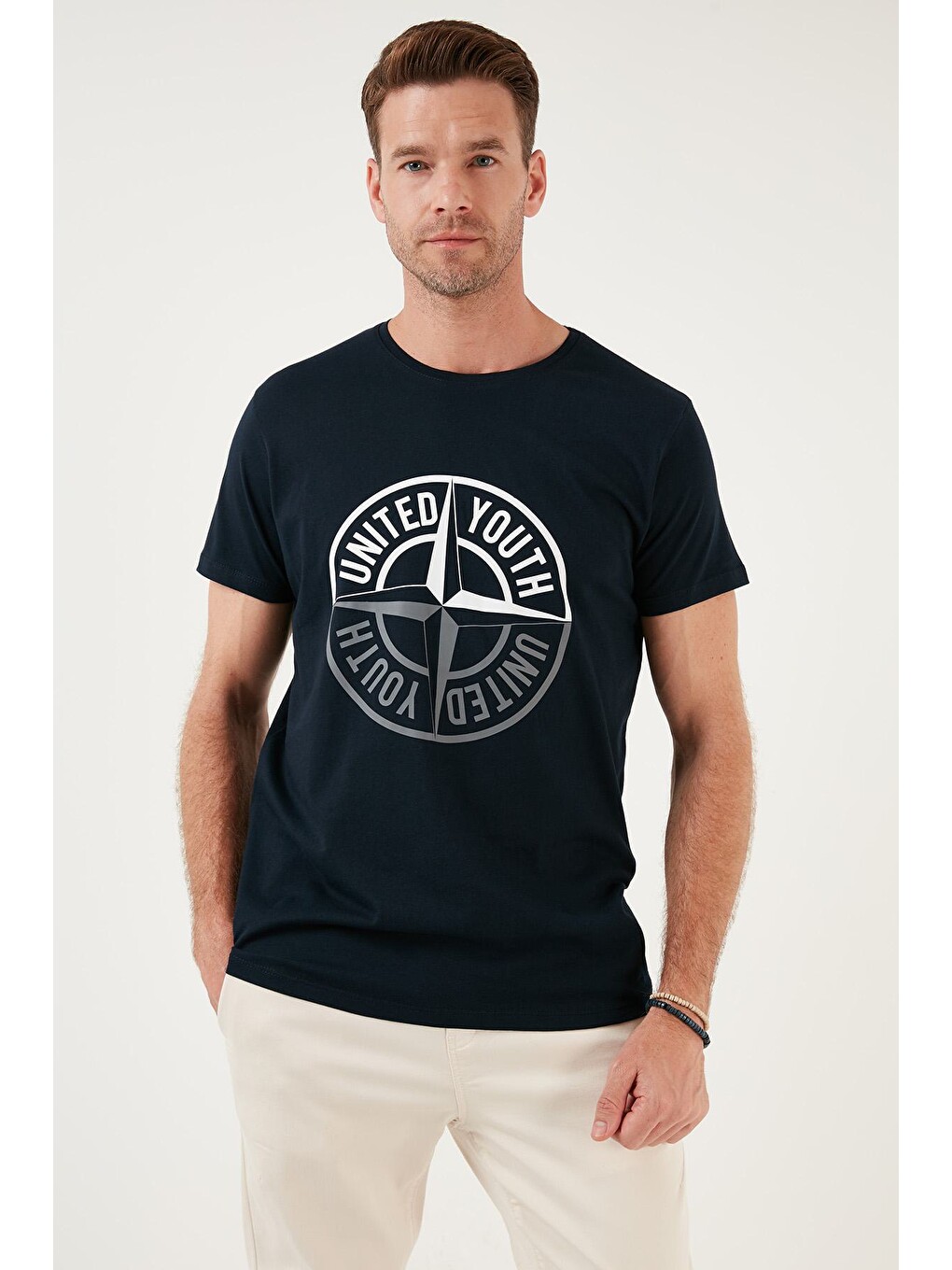 Lacivert Pamuklu Baskılı 3'lü Paket T Shirt 541s3-3
