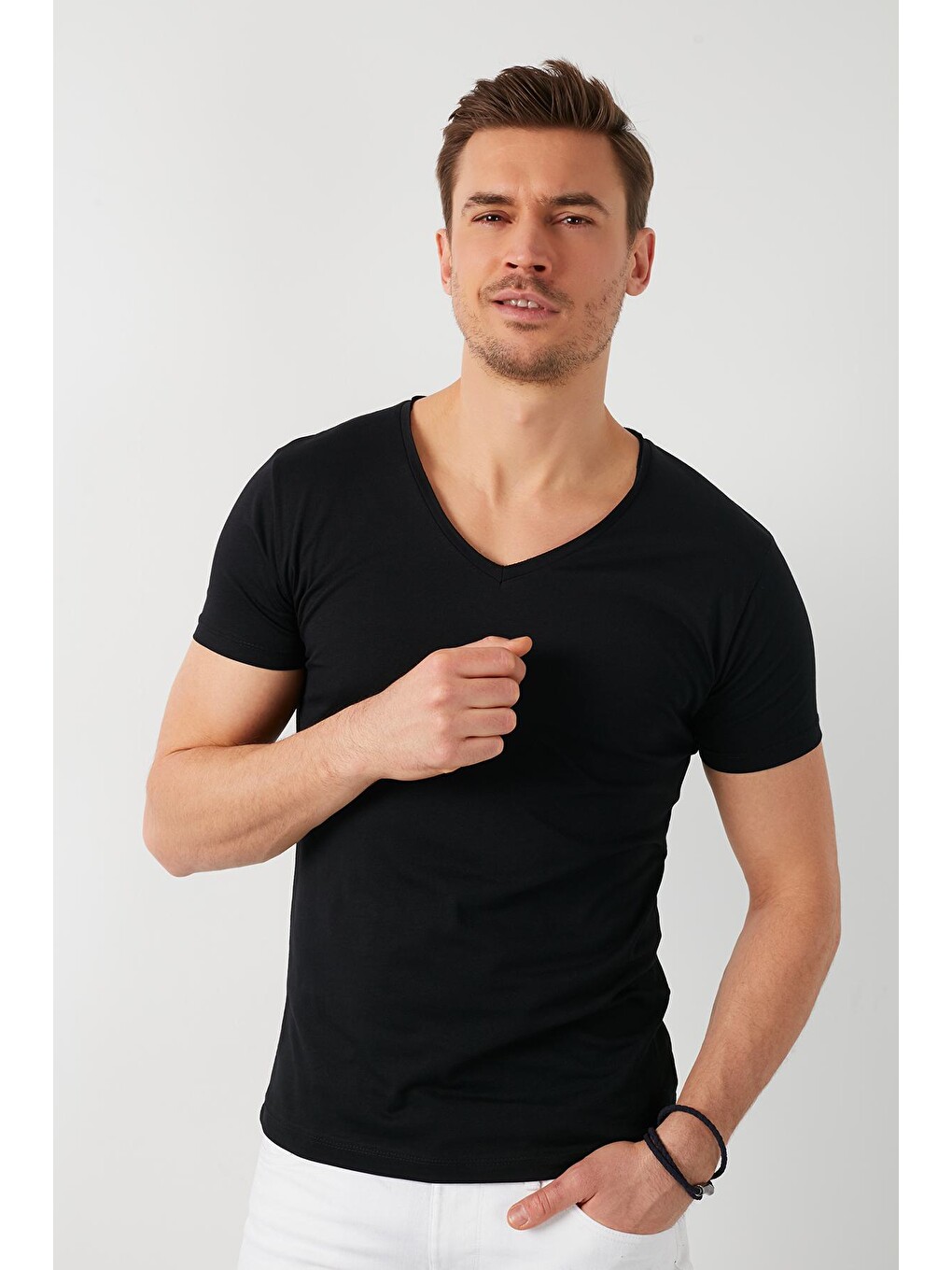 Siyah Pamuklu Baskılı 3'lü Paket T Shirt 541s3-1