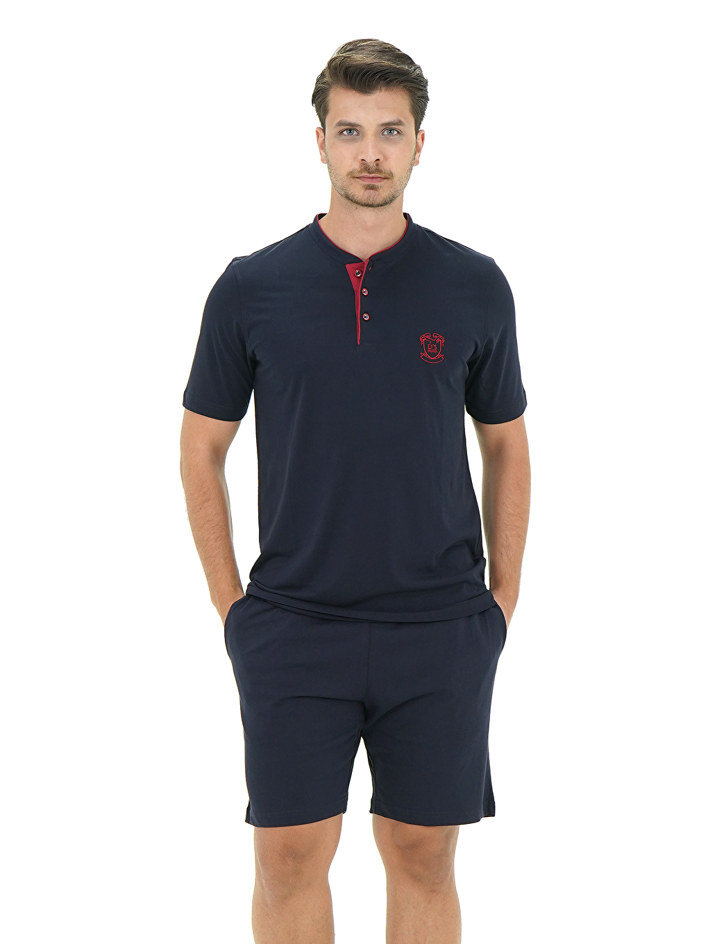 Lacivert Regular Fit Pamuk Şort Takım-1