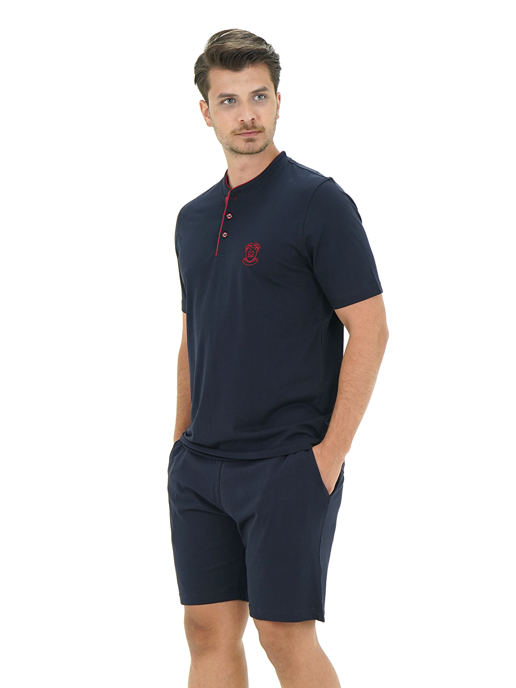 Lacivert Regular Fit Pamuk Şort Takım-3