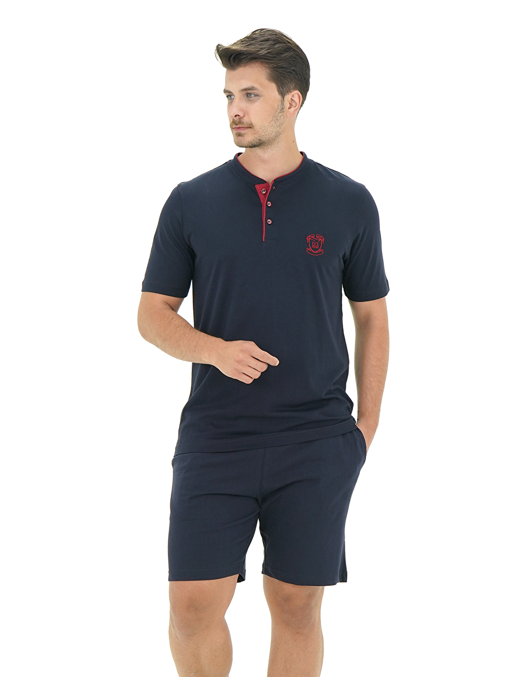 Lacivert Regular Fit Pamuk Şort Takım