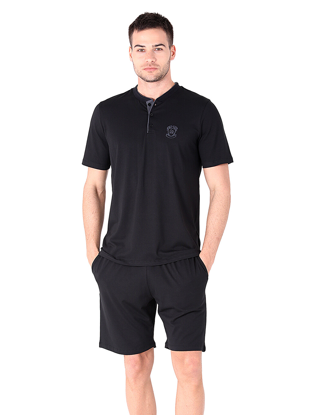 Regular Fit Pamuk Şort Takım Siyah