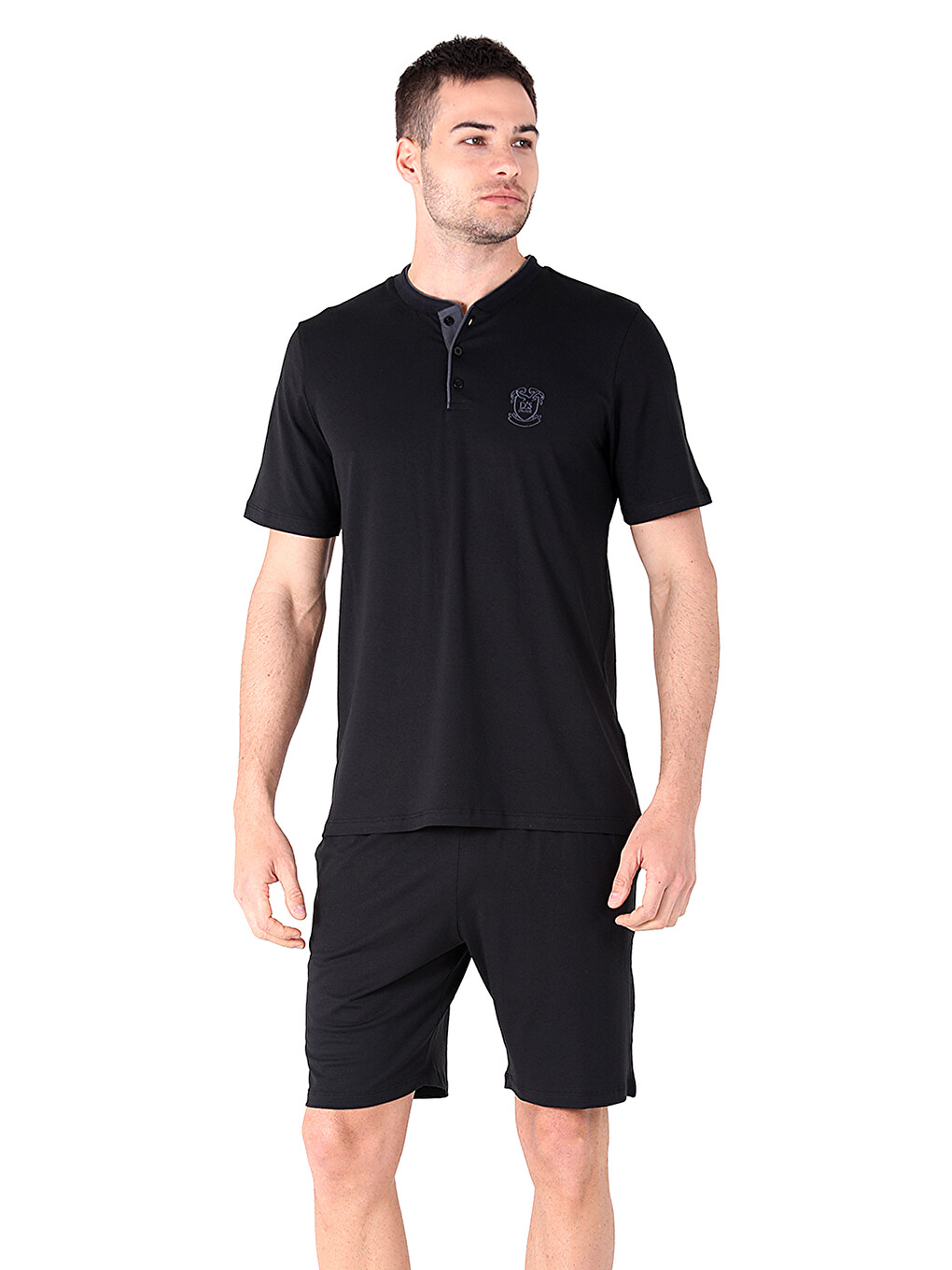 Regular Fit Pamuk Şort Takım Siyah-1
