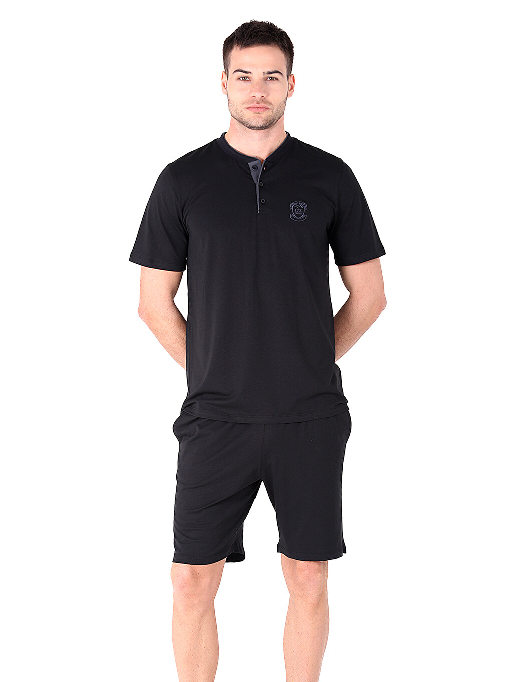 Regular Fit Pamuk Şort Takım Siyah-2