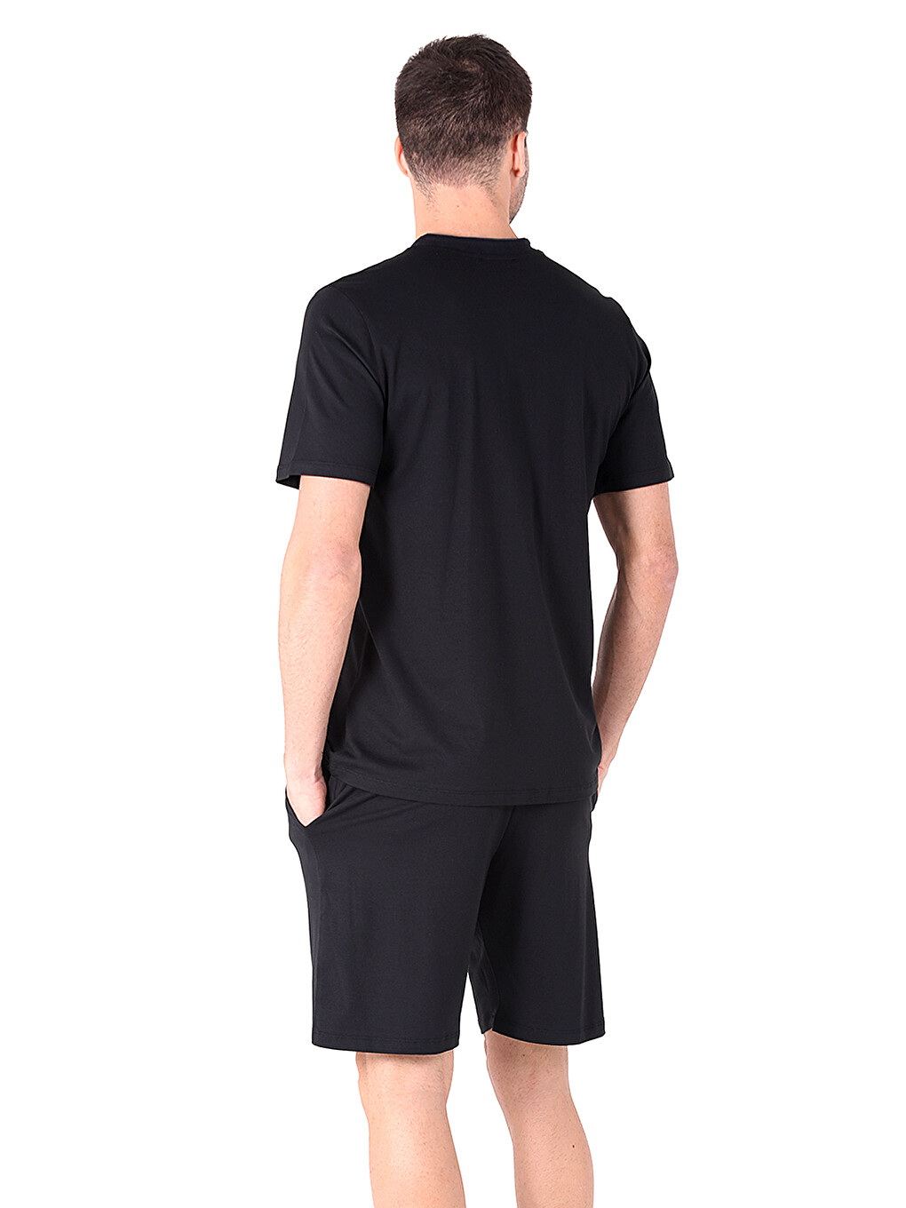 Regular Fit Pamuk Şort Takım Siyah-3
