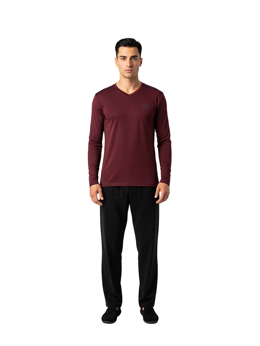 Maschio Pamuk V Yaka Pijama Takımı Bordo