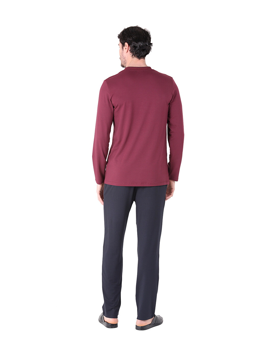 Pijama Tk.yarım Patlı Uzunkol Bordo-2