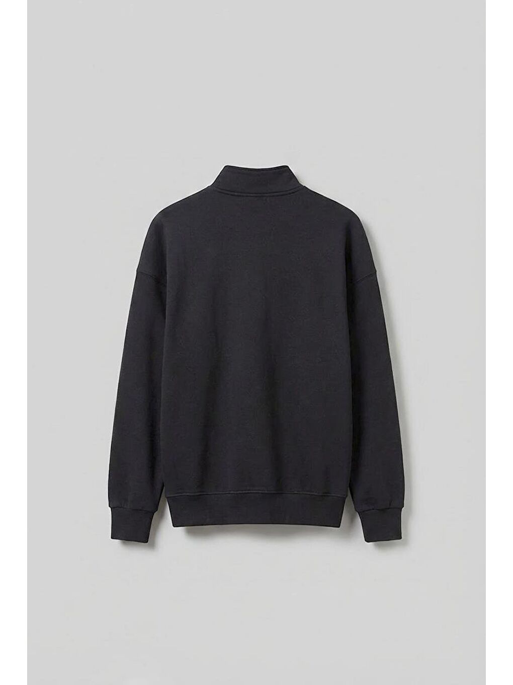 Erkek Oversize Yarım Fermuarlı Dik Yakalı Baskılı Sweatshirt Antrasit-1