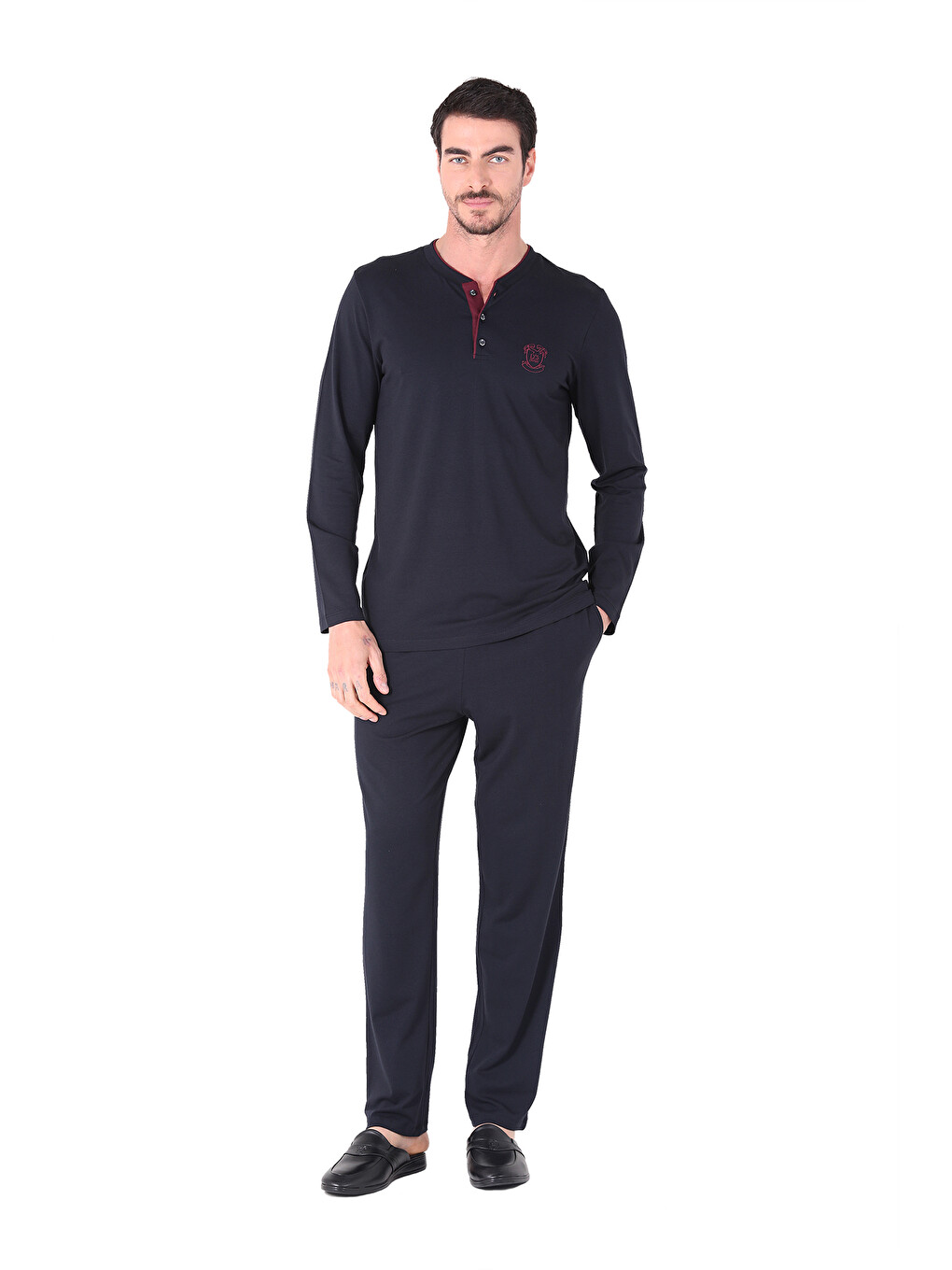 Pijama Tk.yarım Patlı Uzunkol Lacivert