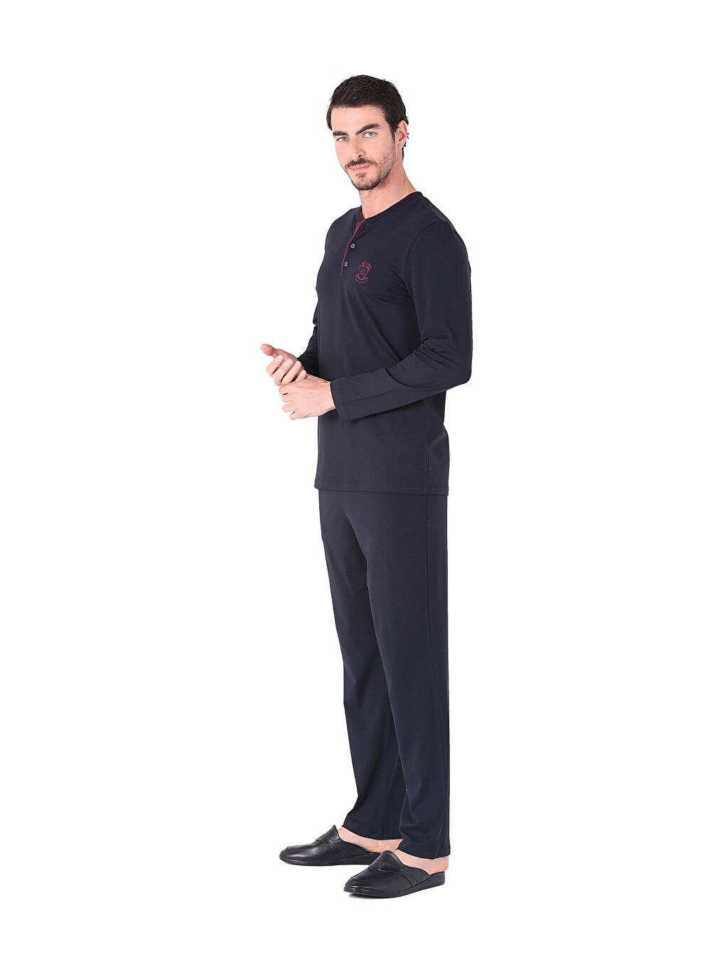 Pijama Tk.yarım Patlı Uzunkol Lacivert-1