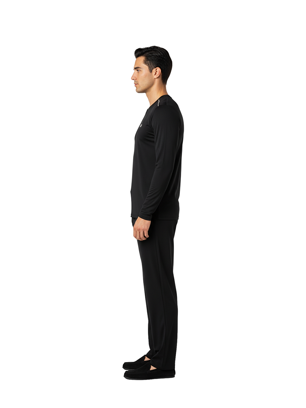 Maschio Pamuk V Yaka Pijama Takımı Siyah-3