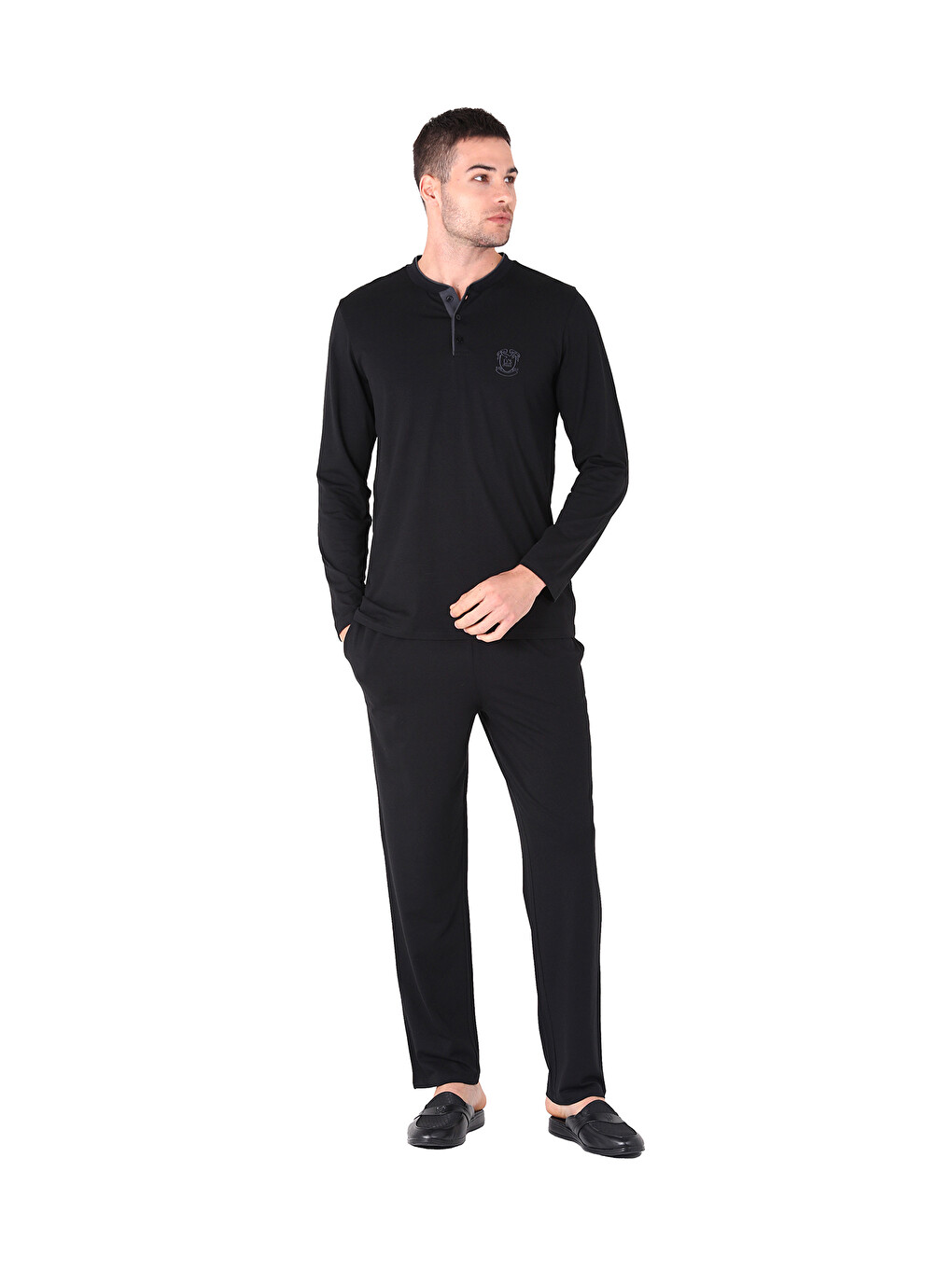 Pijama Tk.yarım Patlı Uzunkol Siyah