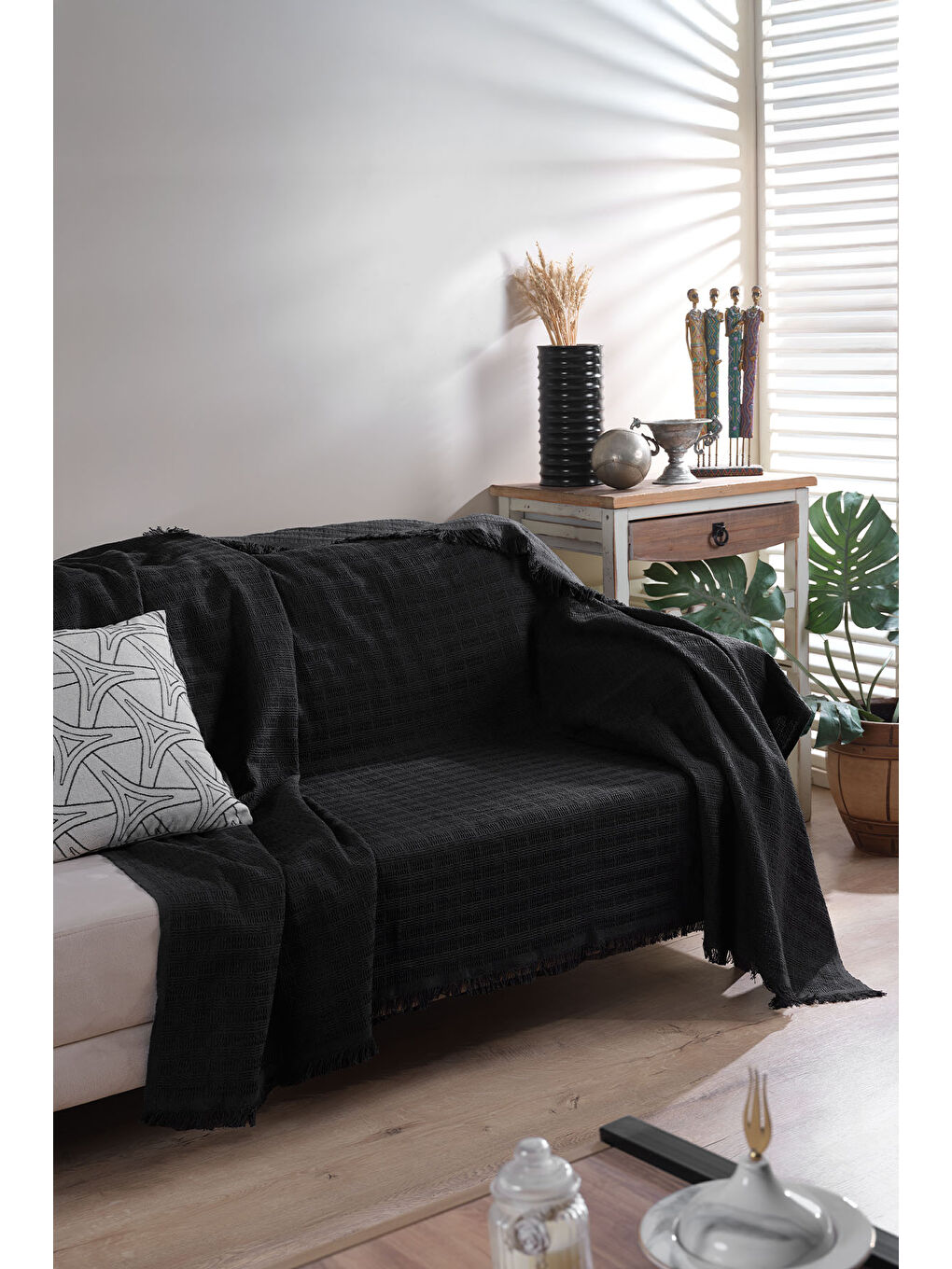 Carlo Koltuk Örtüsü Siyah 170X200cm