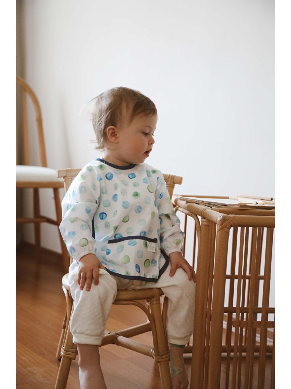 Mavi Top Uzun Kollu Sıvı Geçirmez Aktivite Önlük (6-36 Ay)-3