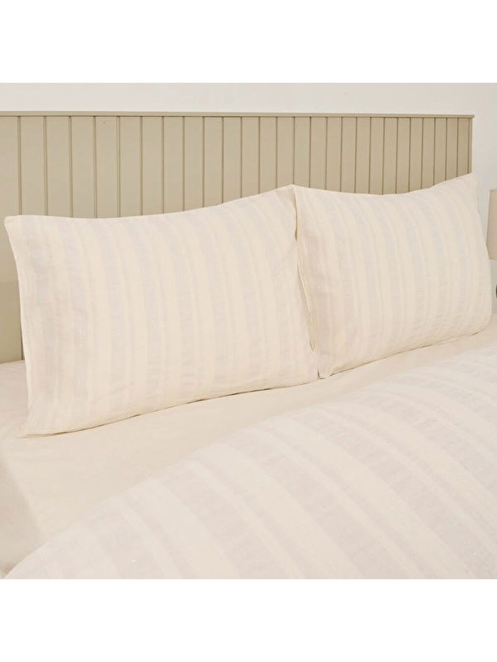 Ekru Soft Raye Çift Kişilik Nevresim Takımı - Krem-4