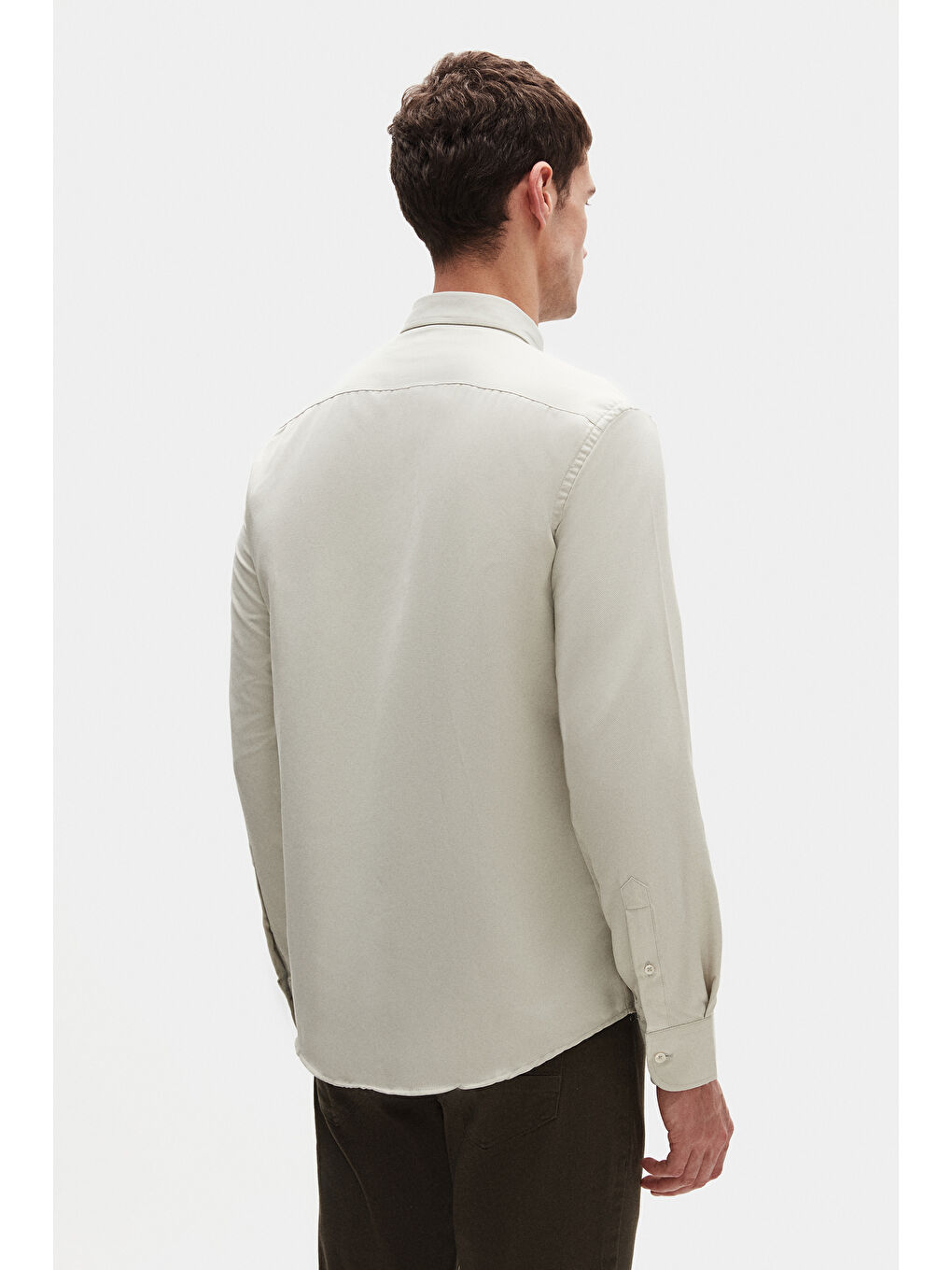 Sarı Slim Fit Adaçayı Oxford Düğmeli Yaka Kolay Ütülenebilir Nakış Detaylı Pamuklu Gömlek-2