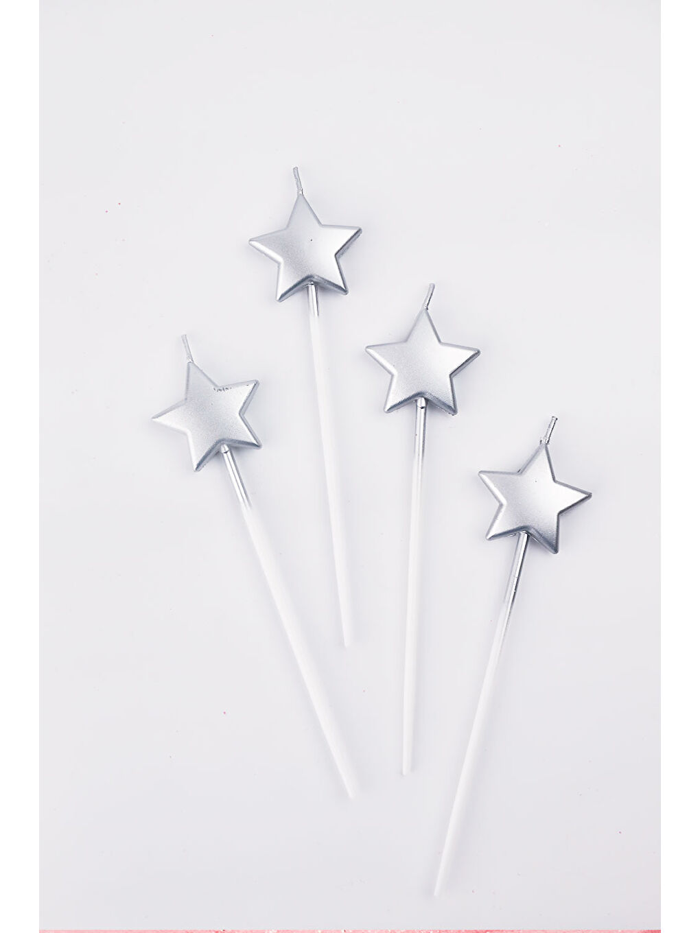 Gri Gümüş 4'lü Yıldız Mum-1