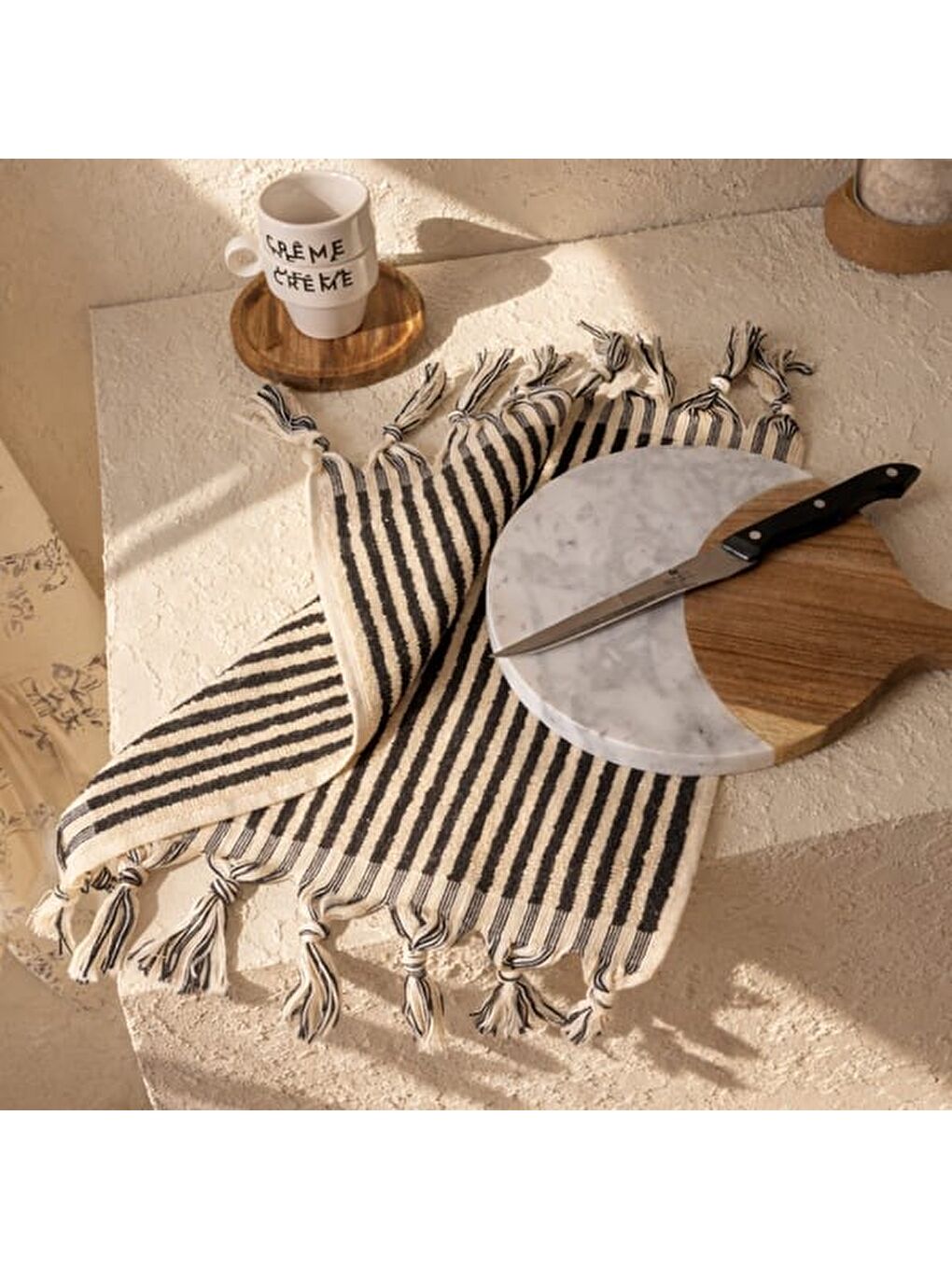Lila Soft Helga El Havlusu - Ekru / Siyah - 30x50 cm-4
