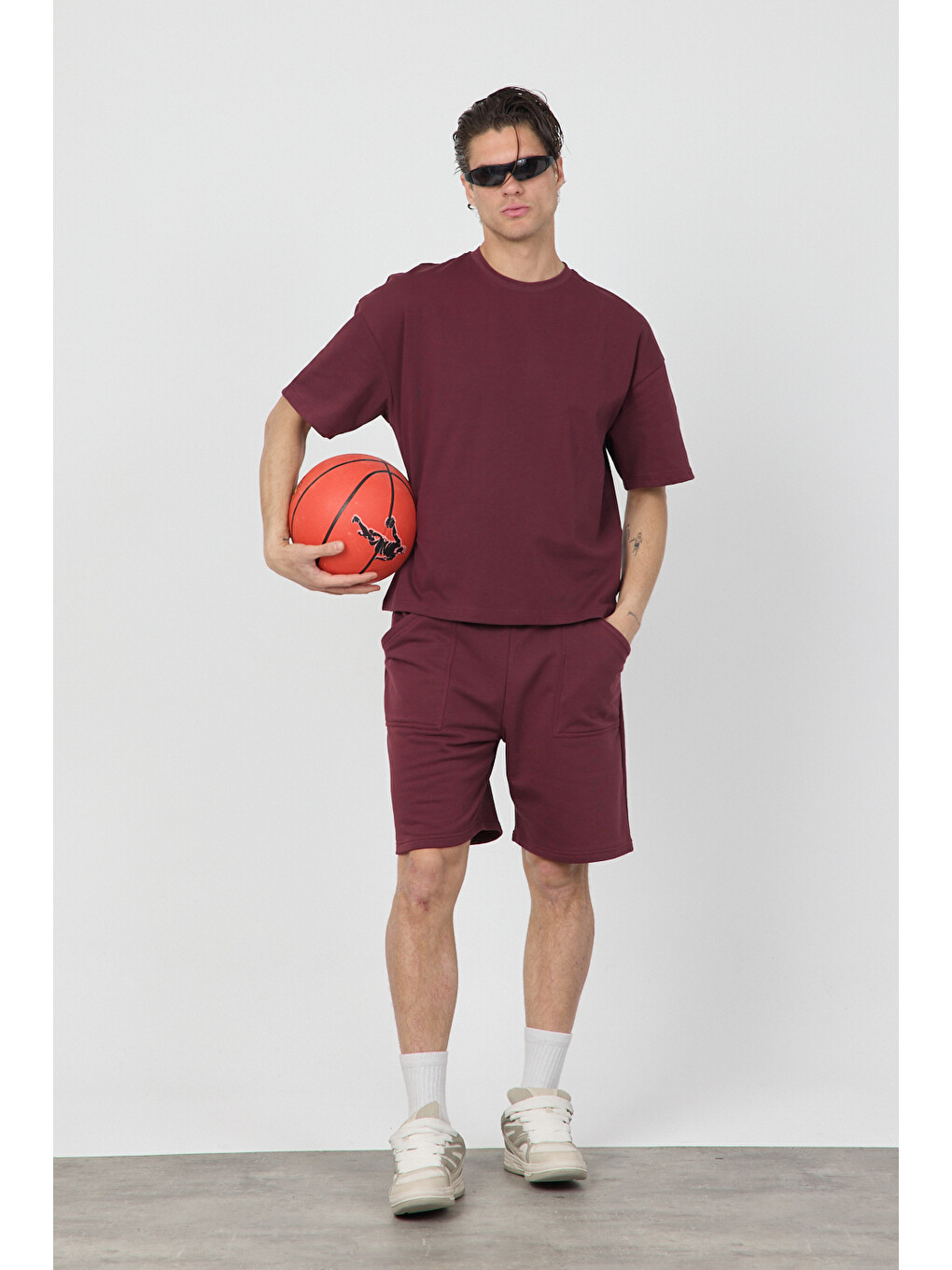 Bordo Oversize Şort-1