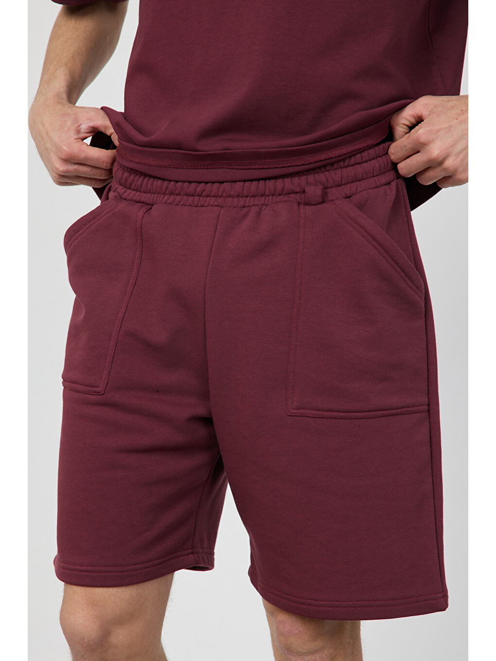 Bordo Oversize Şort-2