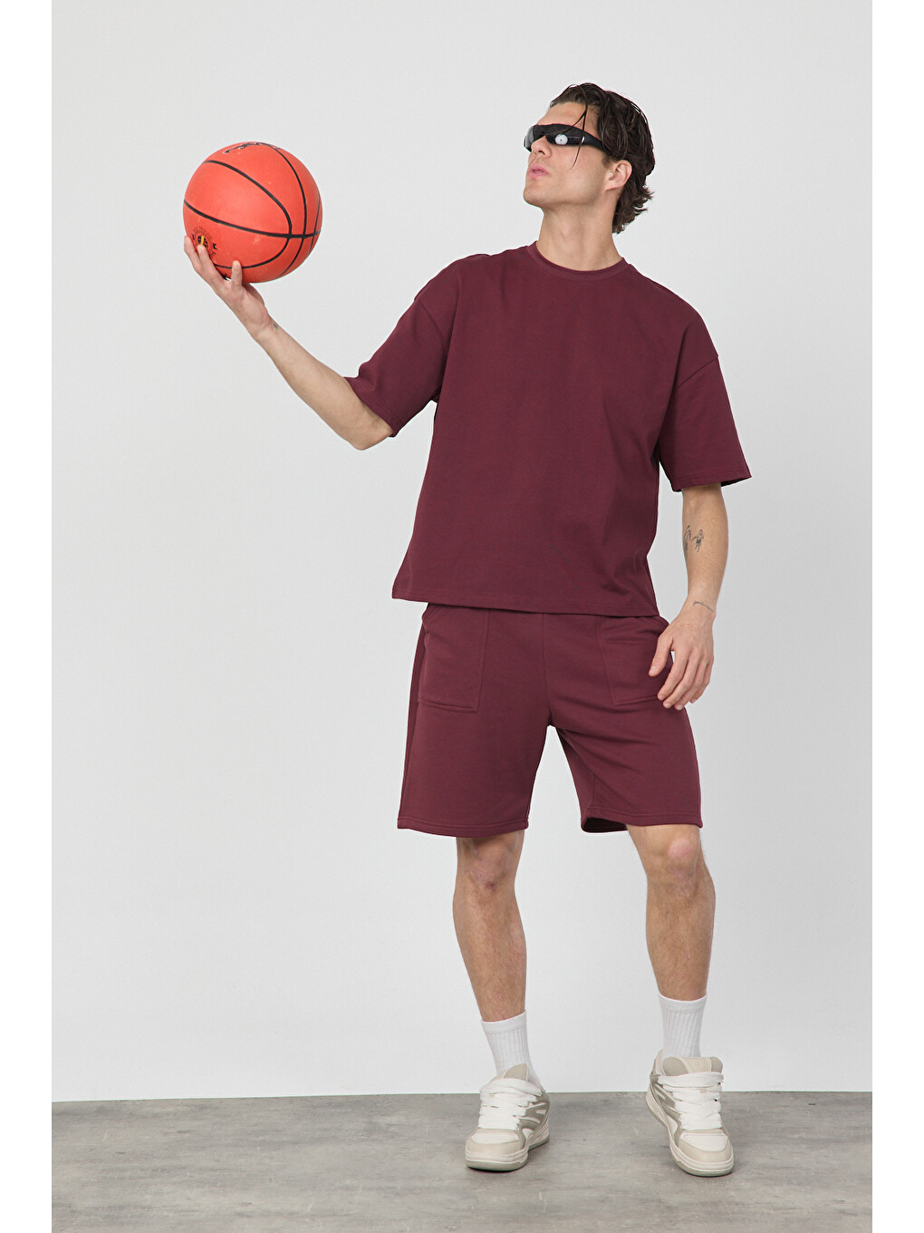 Bordo Oversize Şort-3
