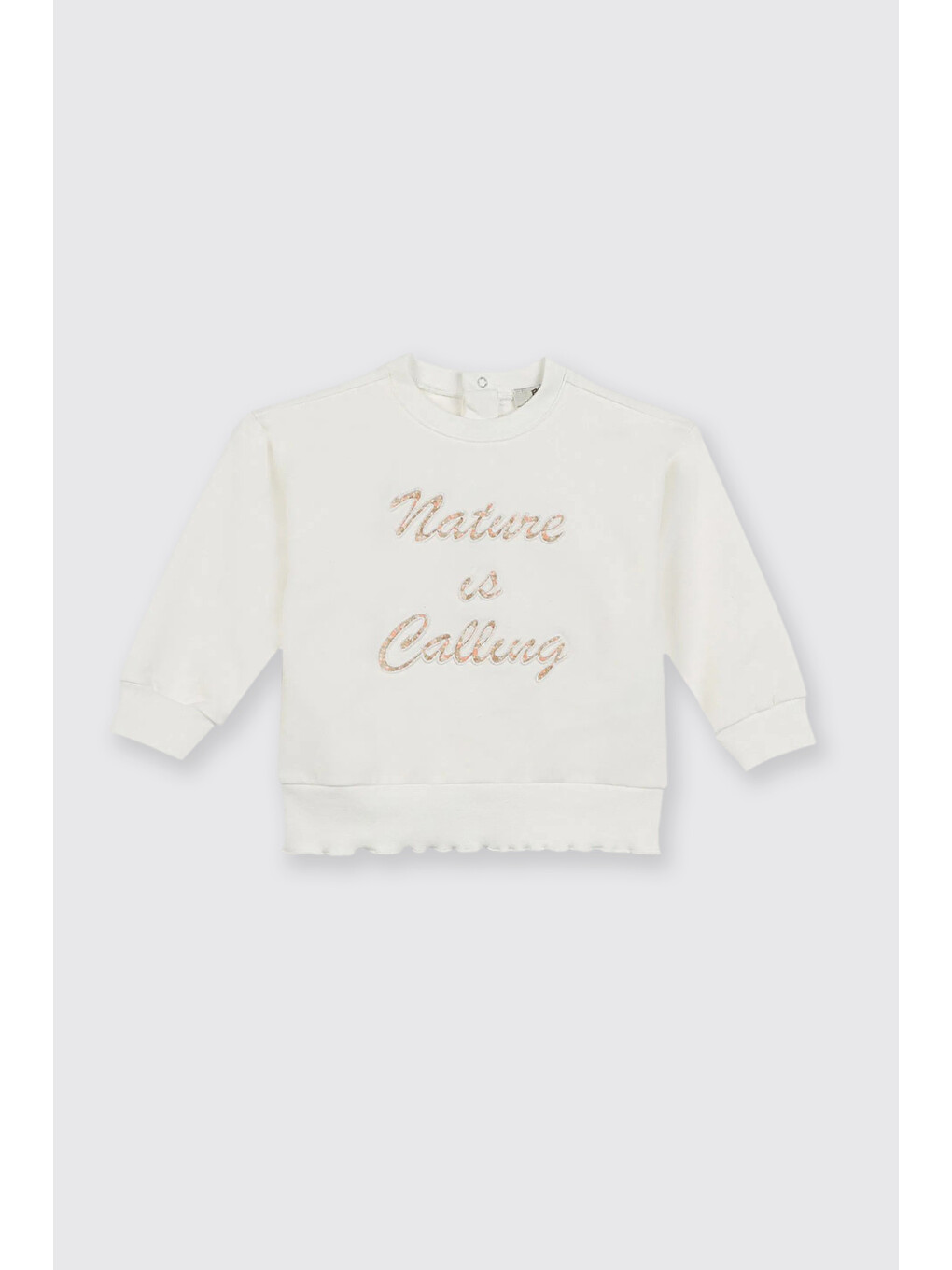 Kız Bebek Nakış Detaylı Ekru Sweatshirt