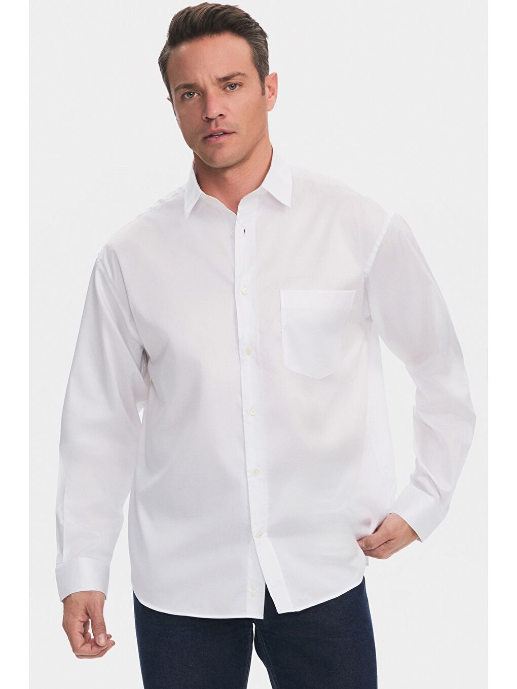 June Beyaz Exclusive Erkek Oversize Gömlek