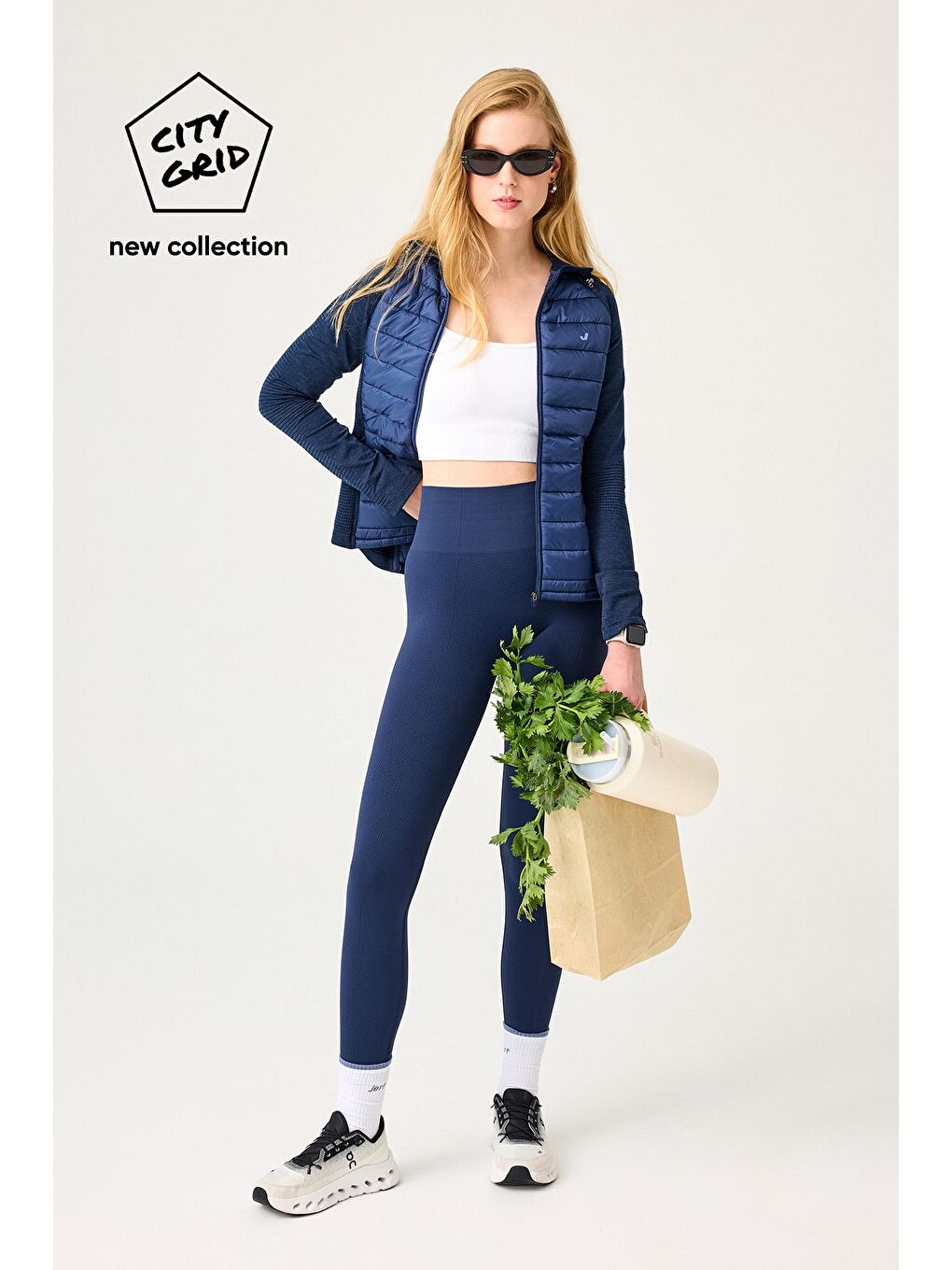 Holly Petek Desenli Yüksek Bel Tayt Lacivert