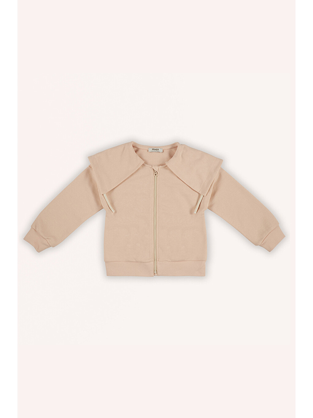 Pembe Kız Çocuk Geniş Yaka Detaylı Fermuarlı Somon Sweatshirt