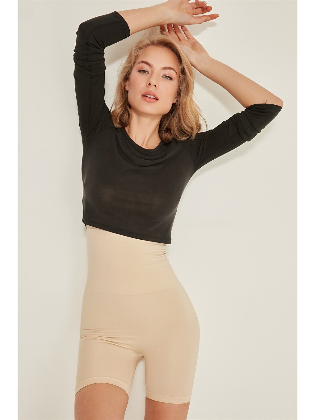Bej C12014 Kadın Double Korse Boxer Ten-3