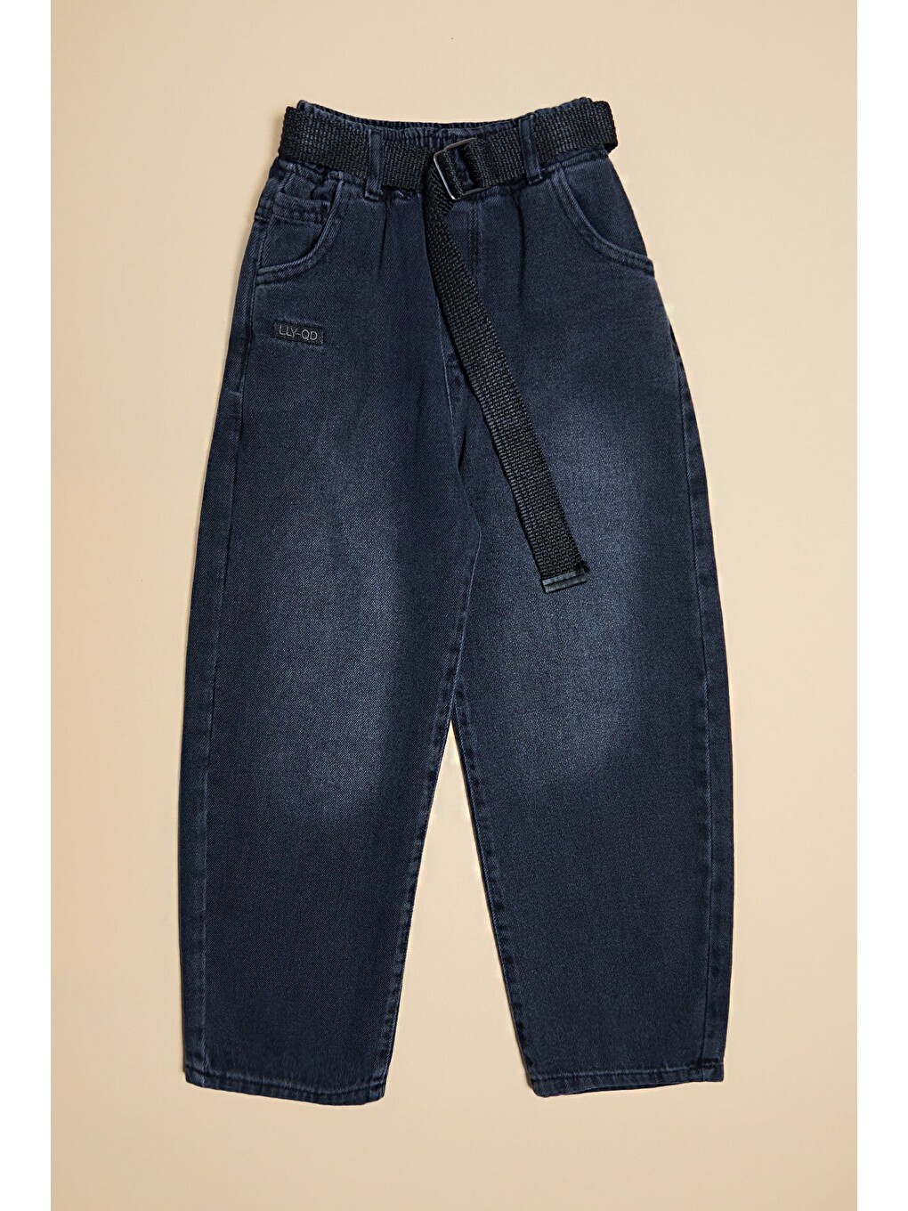 Gri %100 Pamuk Kemerli Erkek Çocuk Baggy Pantolon-1