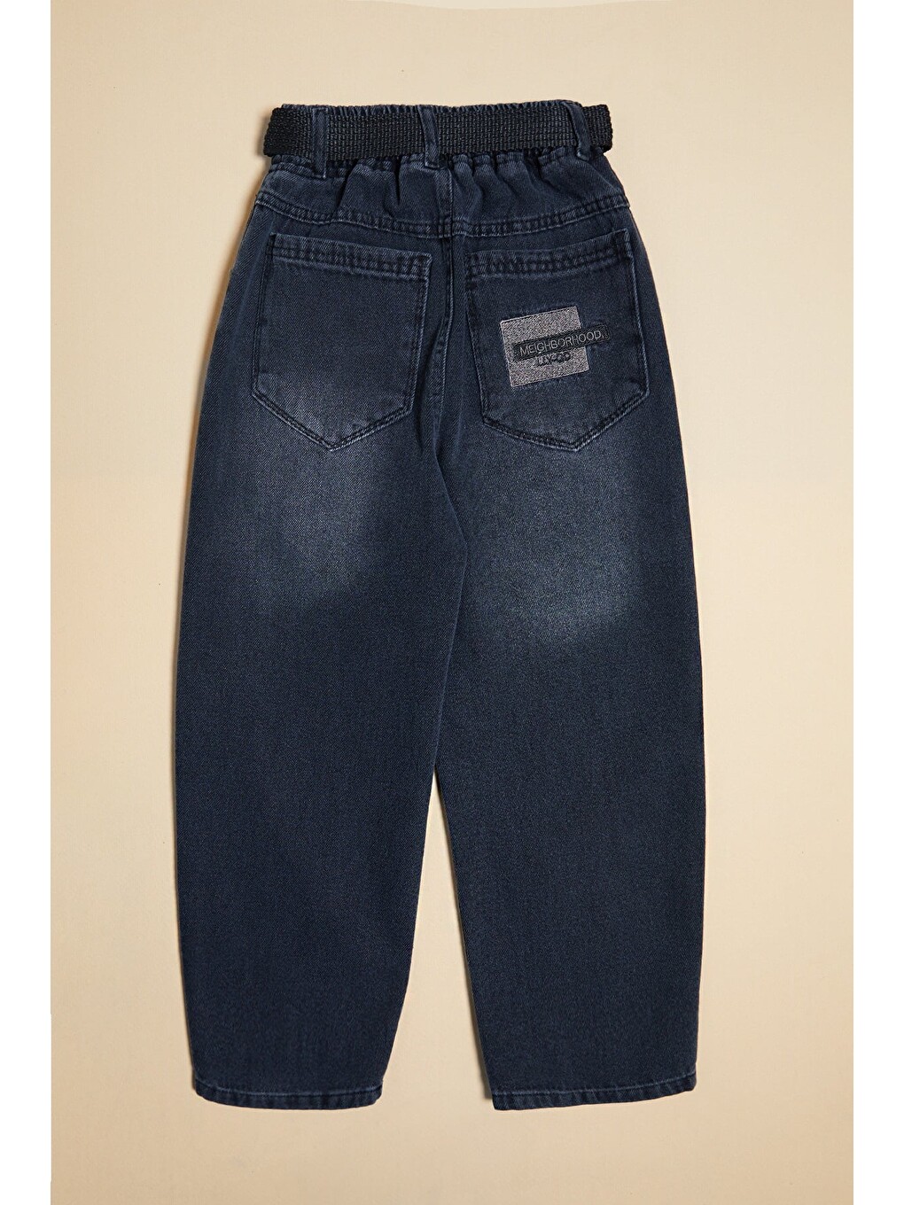 Gri %100 Pamuk Kemerli Erkek Çocuk Baggy Pantolon-2