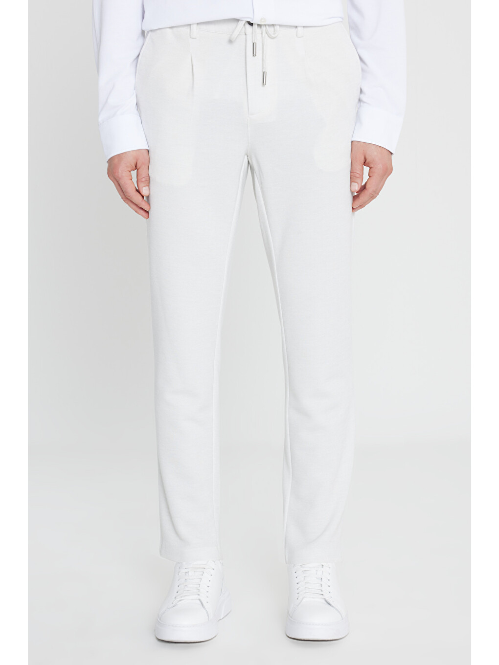 Bej Erkek Taş 360 Her Yöne Esneyen Slim Fit Dar Kesim Beli Bağlamalı Armürlü Casual Pantolon