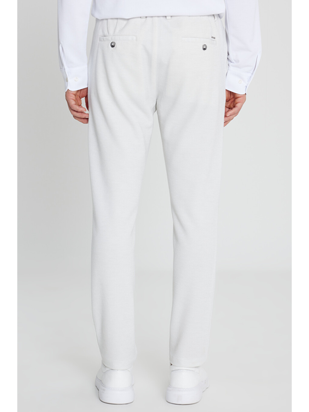 Bej Erkek Taş 360 Her Yöne Esneyen Slim Fit Dar Kesim Beli Bağlamalı Armürlü Casual Pantolon-4