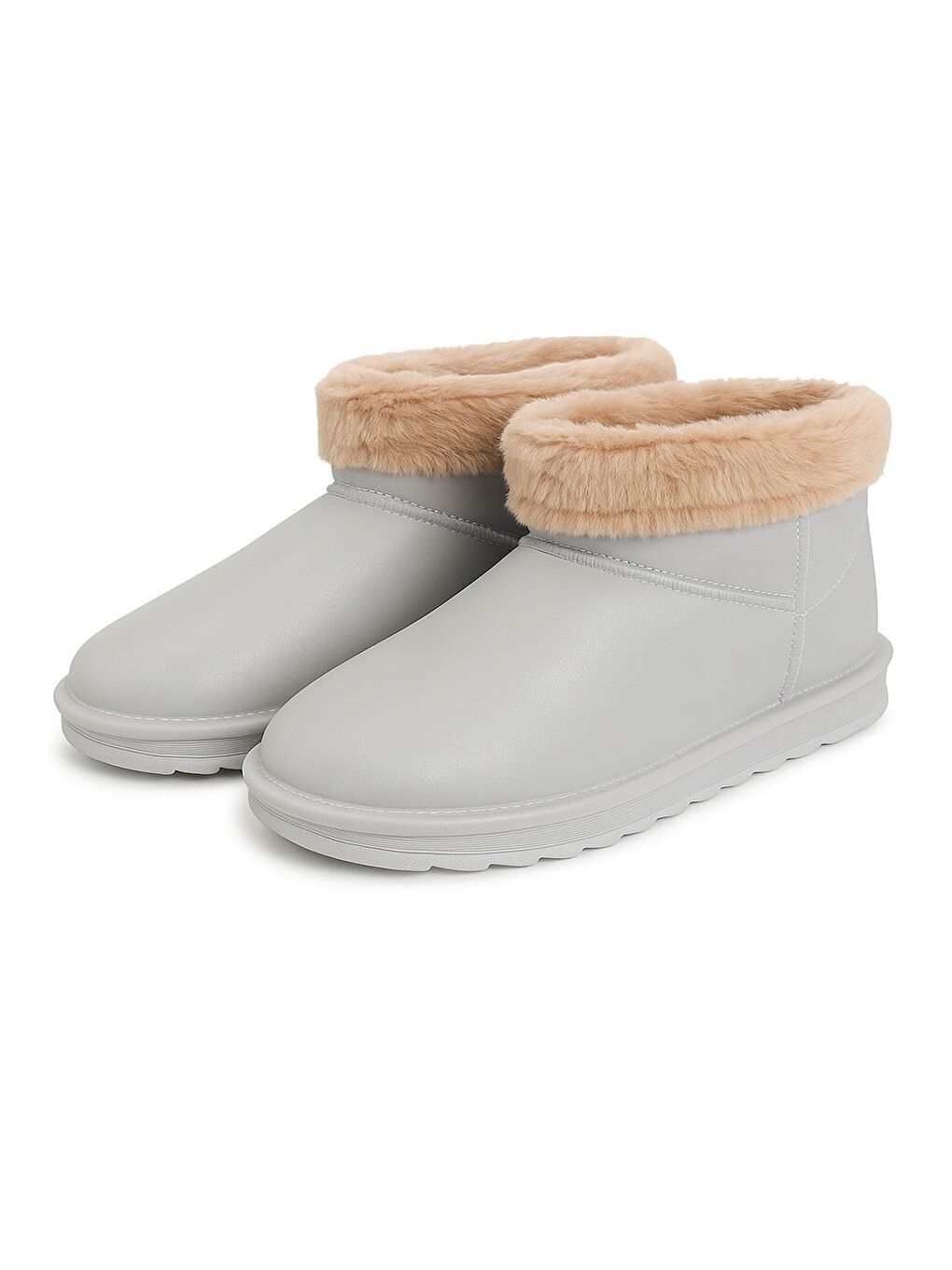 Gri İçi Kürk Detaylı Eva Taban Mat Faylon Kadın Yağmur Botu 59-882-24