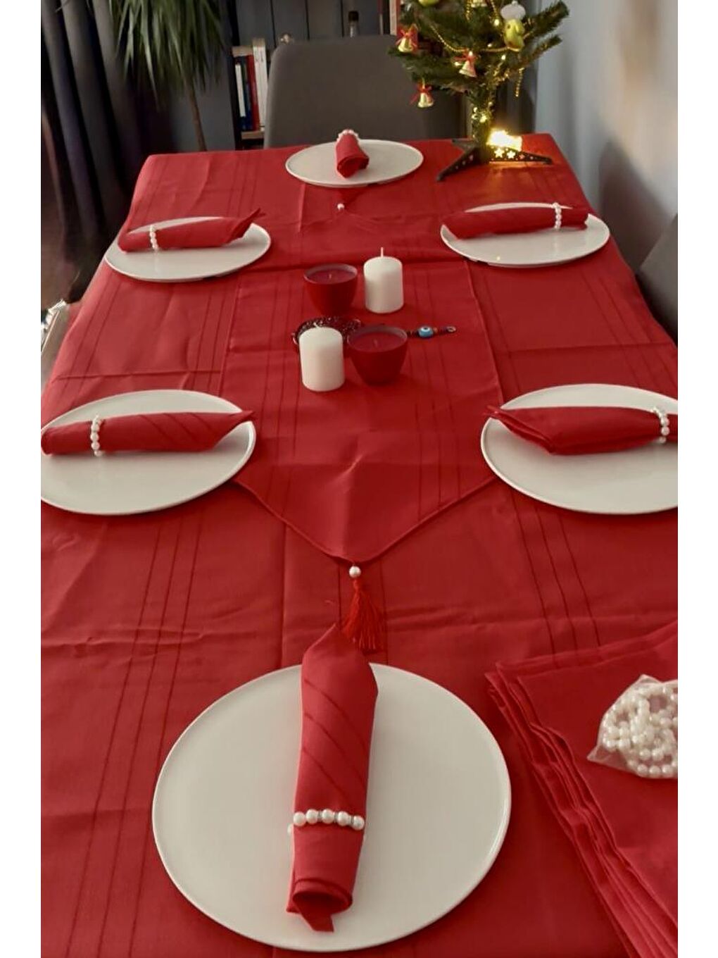 Colber 26 Parça Masa Örtüsü Takımı Kırmızı-1