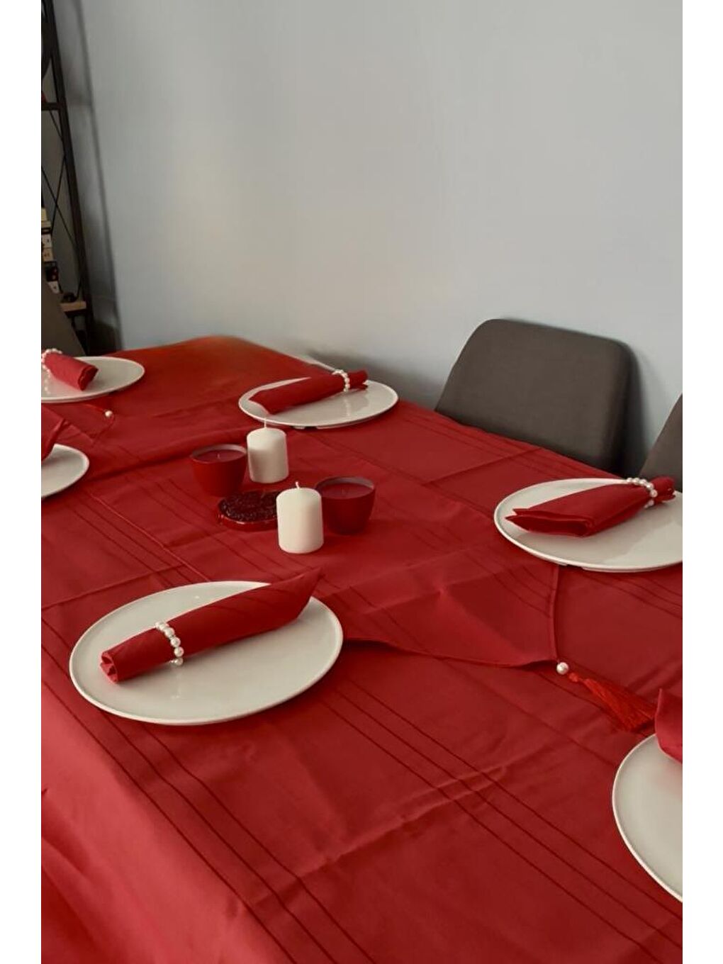 Colber 26 Parça Masa Örtüsü Takımı Kırmızı-3
