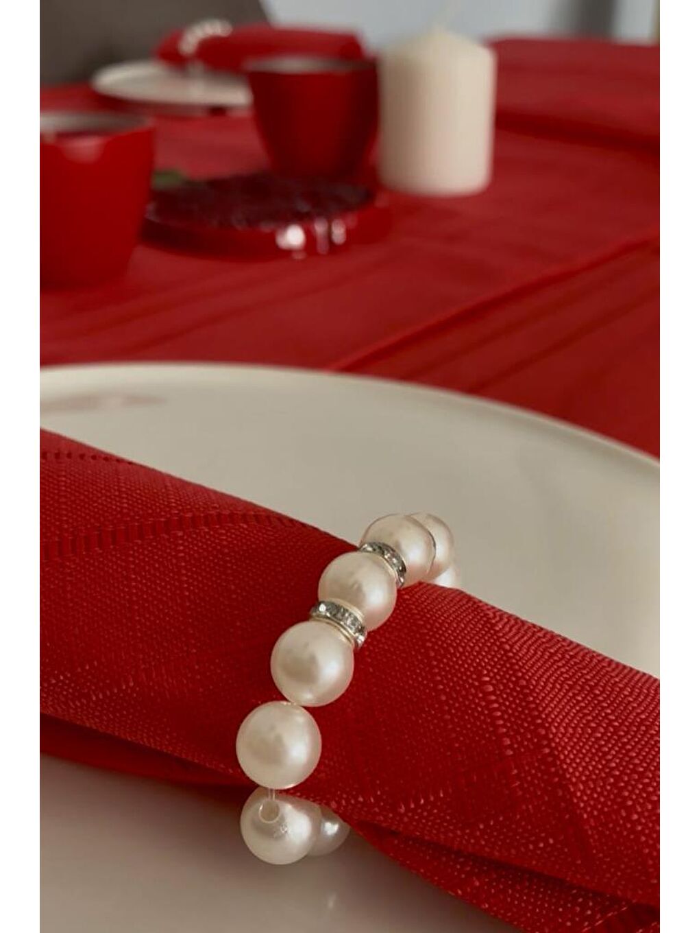 Colber 26 Parça Masa Örtüsü Takımı Kırmızı-6