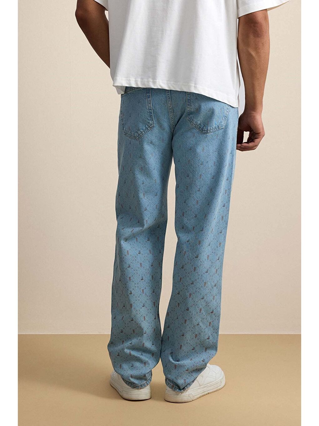 Erkek Baggy Vintage Efektli Jean Pantolon Mavi-6