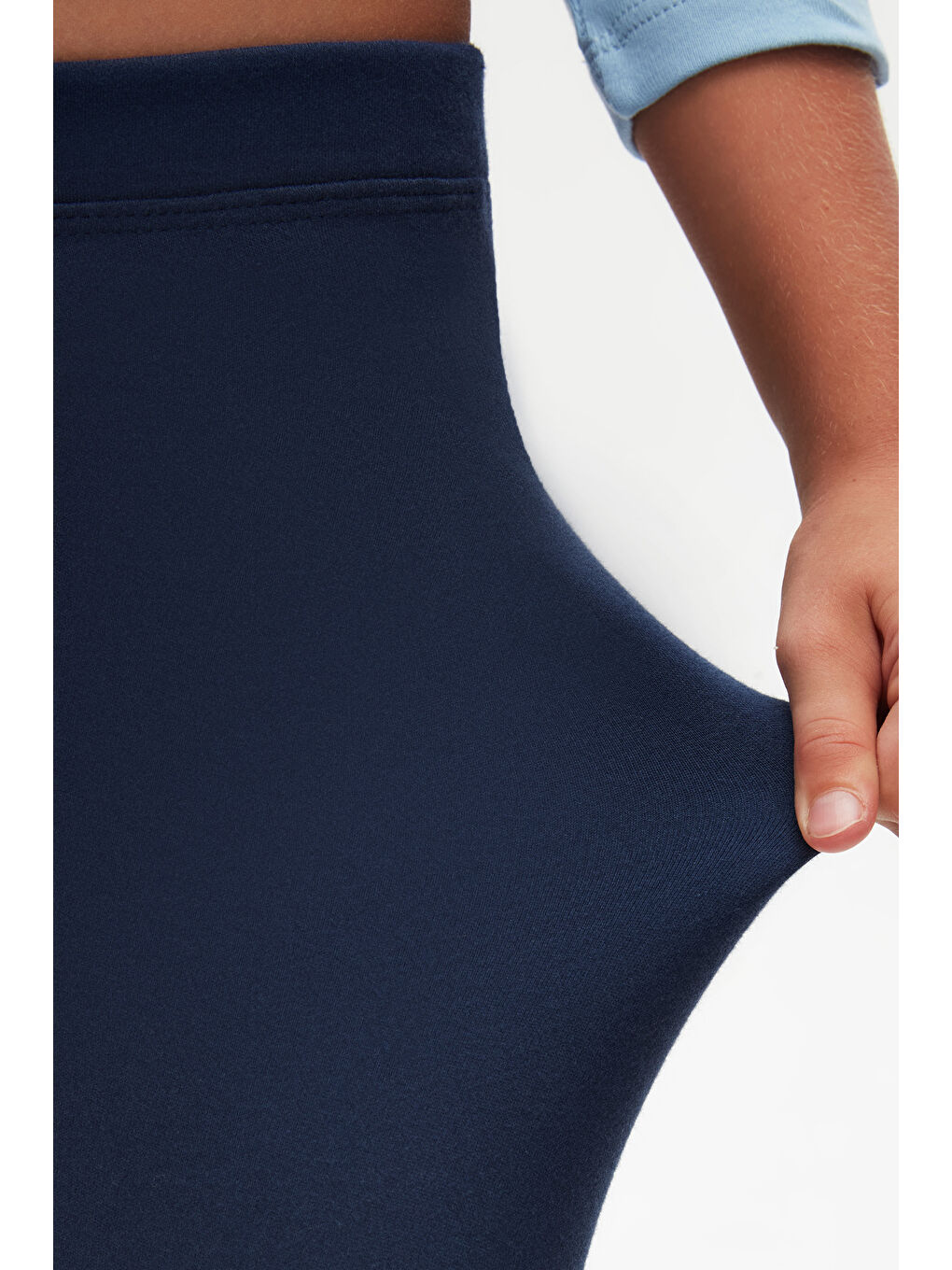 Açık Lacivert Kız Çocuk Kışlık Tam Boy Düz Basıc Tayt-2