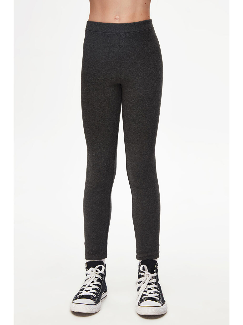 Antrasit Kız Çocuk Kışlık Tam Boy Düz Basıc Tayt-1