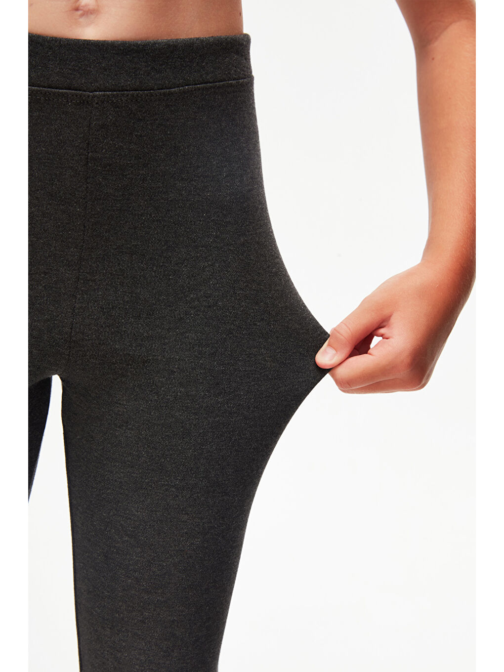 Antrasit Kız Çocuk Kışlık Tam Boy Düz Basıc Tayt-2