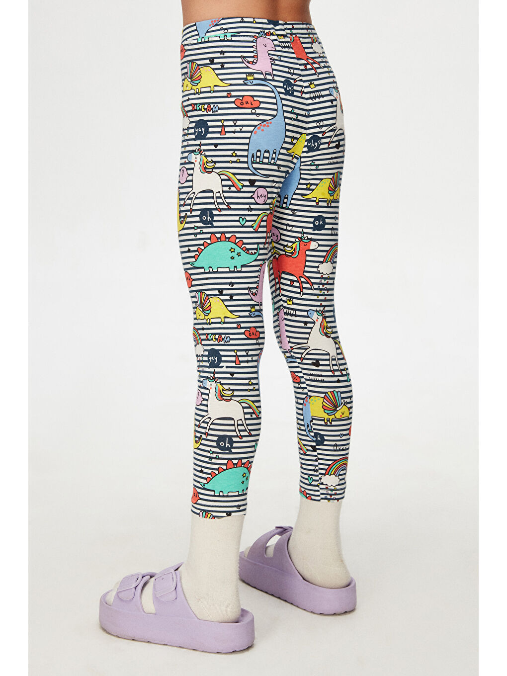 Karışık Kız Çocuk Rainbow  Desen Tayt-5