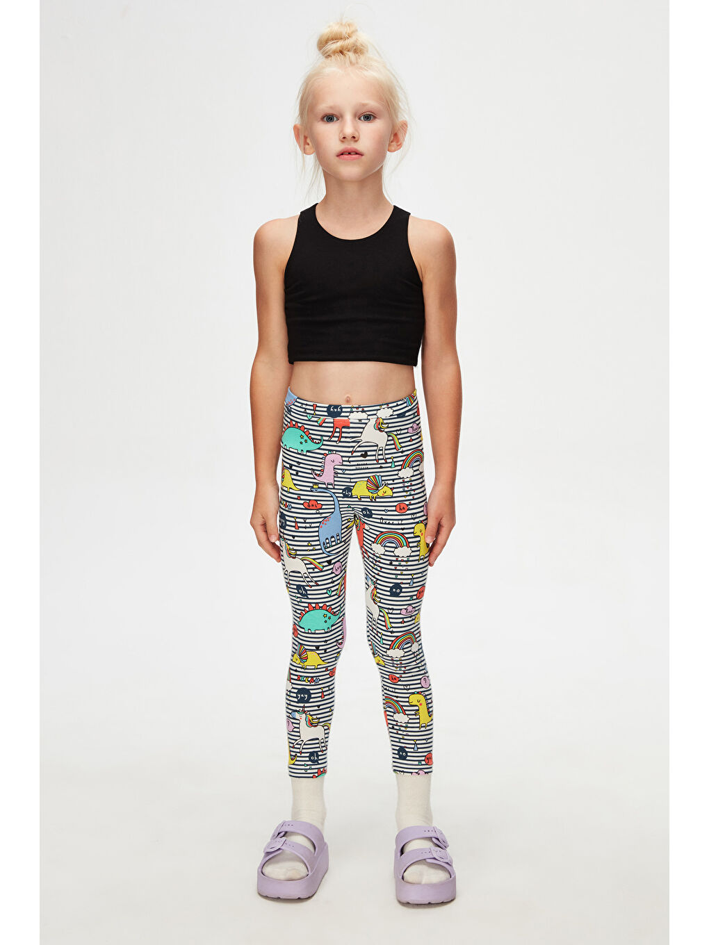 Karışık Kız Çocuk Rainbow  Desen Tayt-8