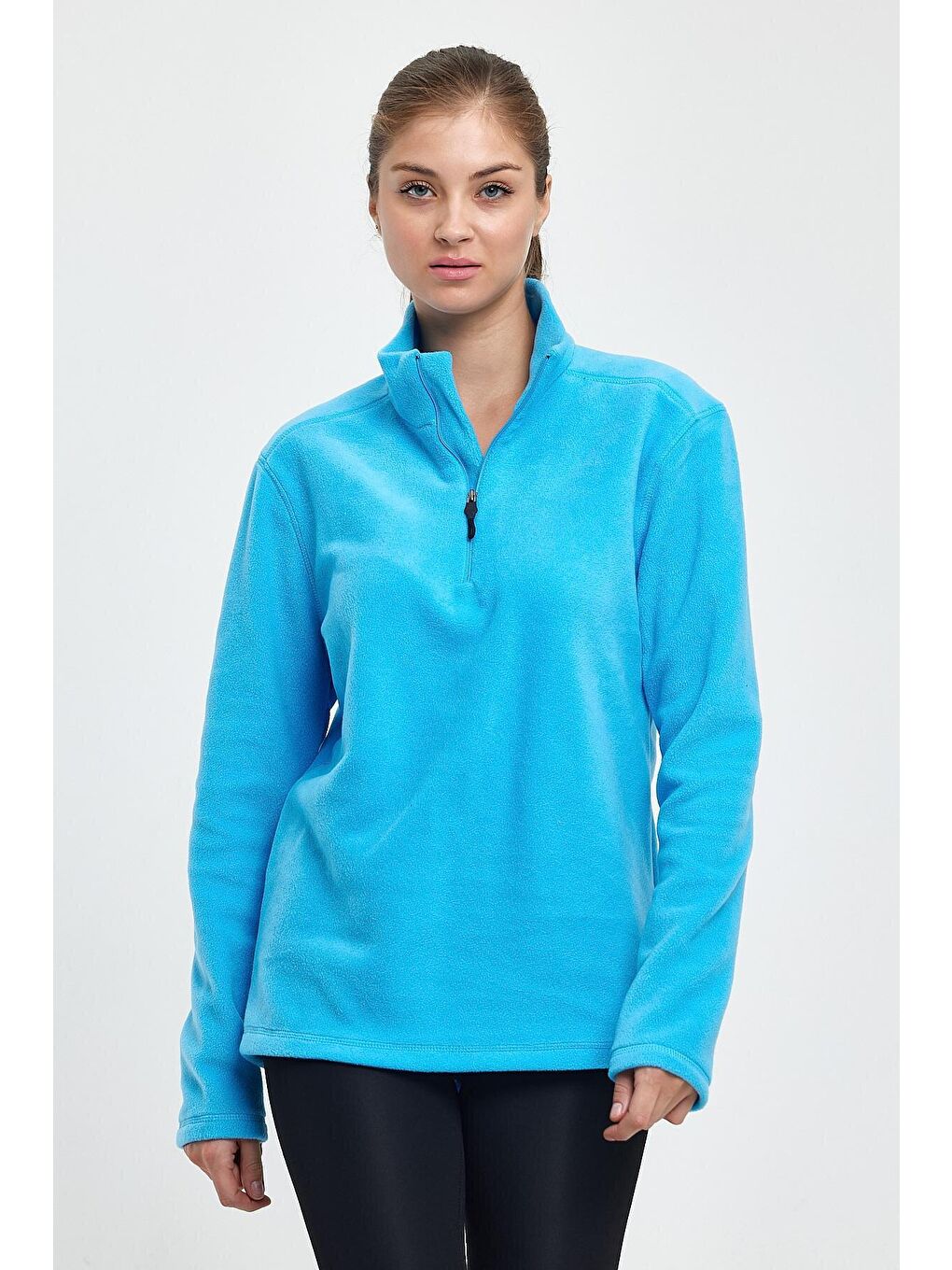 Turkuaz Kadın Rahat Kalıp Softech Polar Yarım Fermuarlı Sweatshırt spr24pwk20