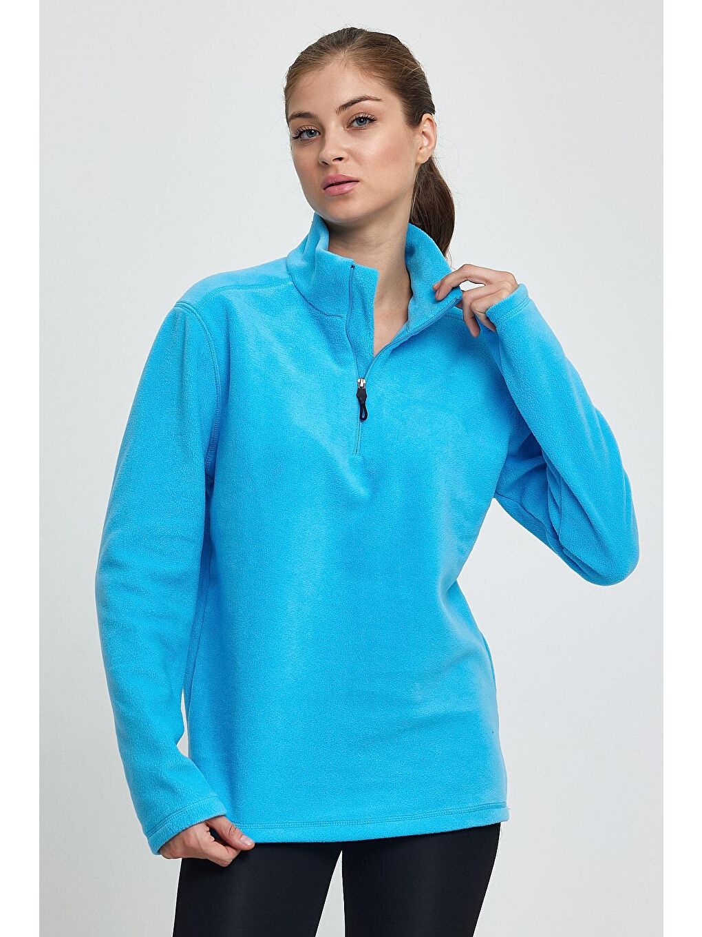 Turkuaz Kadın Rahat Kalıp Softech Polar Yarım Fermuarlı Sweatshırt spr24pwk20-1