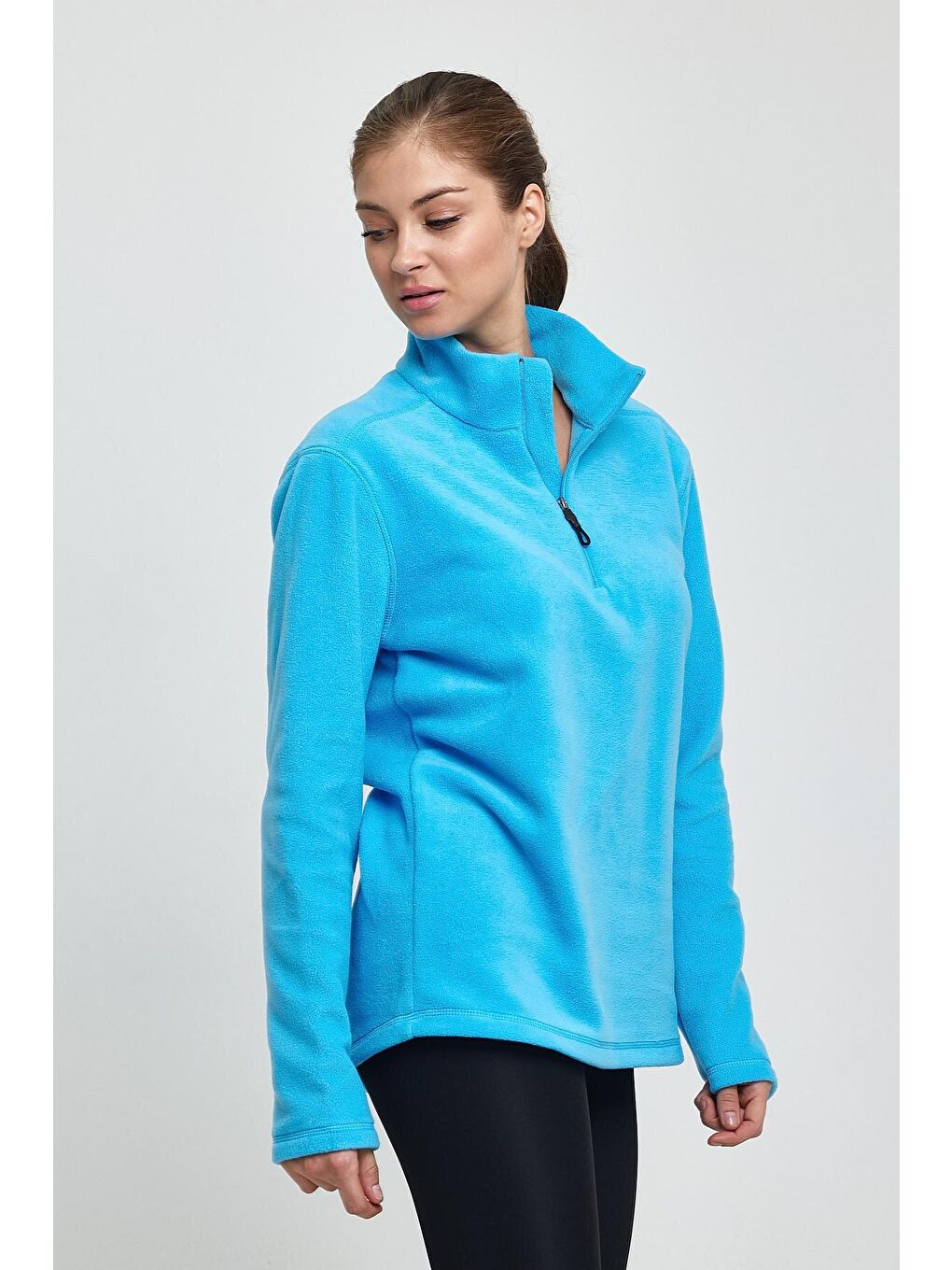 Turkuaz Kadın Rahat Kalıp Softech Polar Yarım Fermuarlı Sweatshırt spr24pwk20-3