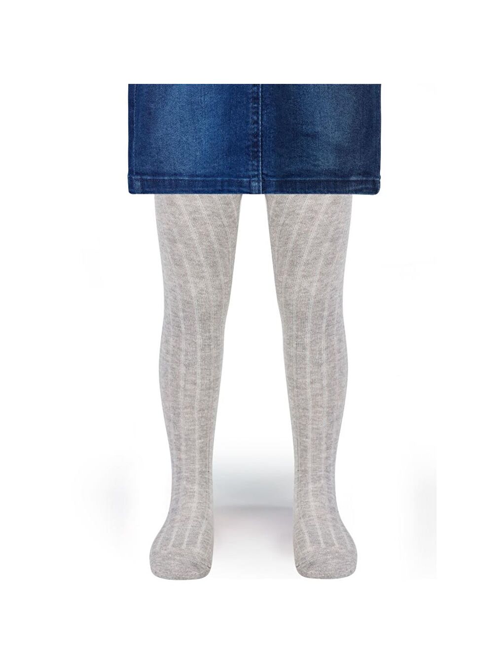 Gri Girls Derbili Düz 3-11 Yaş Külotlu Çorap-4