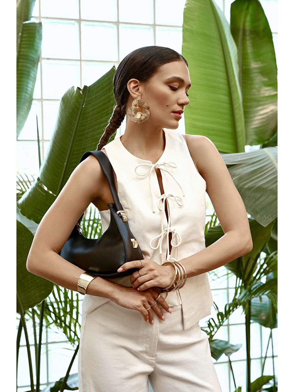 Siyah Kadın Baget El ve Omuz Çantası-4